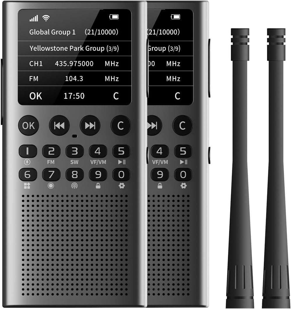 CHOYONG WT2 Network Walkie Talkie, Long Range Two-Way Radio with FM/AM/SW Receive, WiFi/4G POC Group Communication, GPT Voice Search, 2500mAh Rechargeable Battery, Black