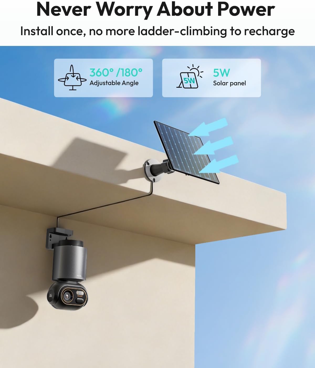 BOTSLAB 4K Security Cameras Wireless Outdoor, 4 Cam-Kit, Solar Camera for Home Security with Full Color Night Vision, No Subscription,AI Recognition,32GB Local Storage Base Station,360° PT,2.4GHz WiFi