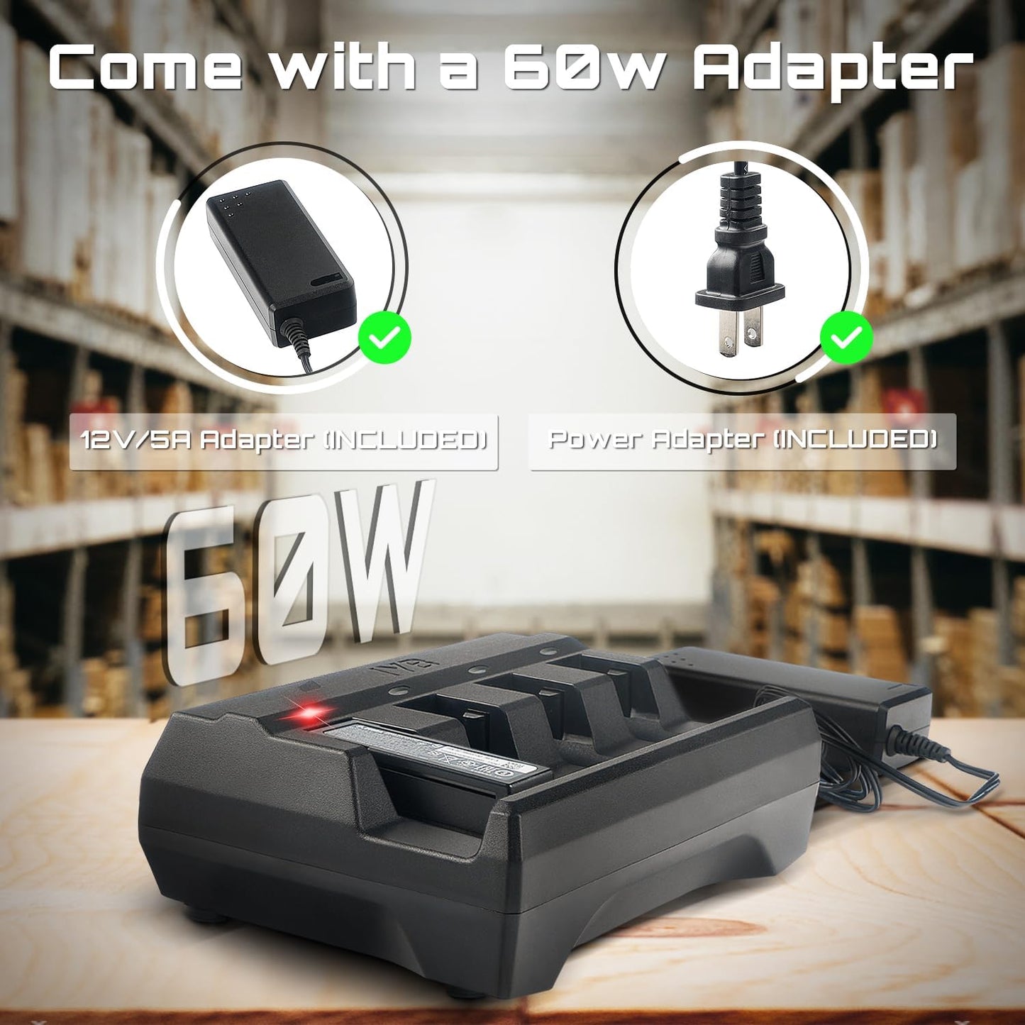 4-Slot Battery Charger SAC3600-4001CR for Zebra Barcode Scanners DS3678, DS3600, LI3678, LI3600, LS3678, LS3600 - Power Adapter Included, BTRY-36IAB0E-00 & 82-166537-01 Compatible