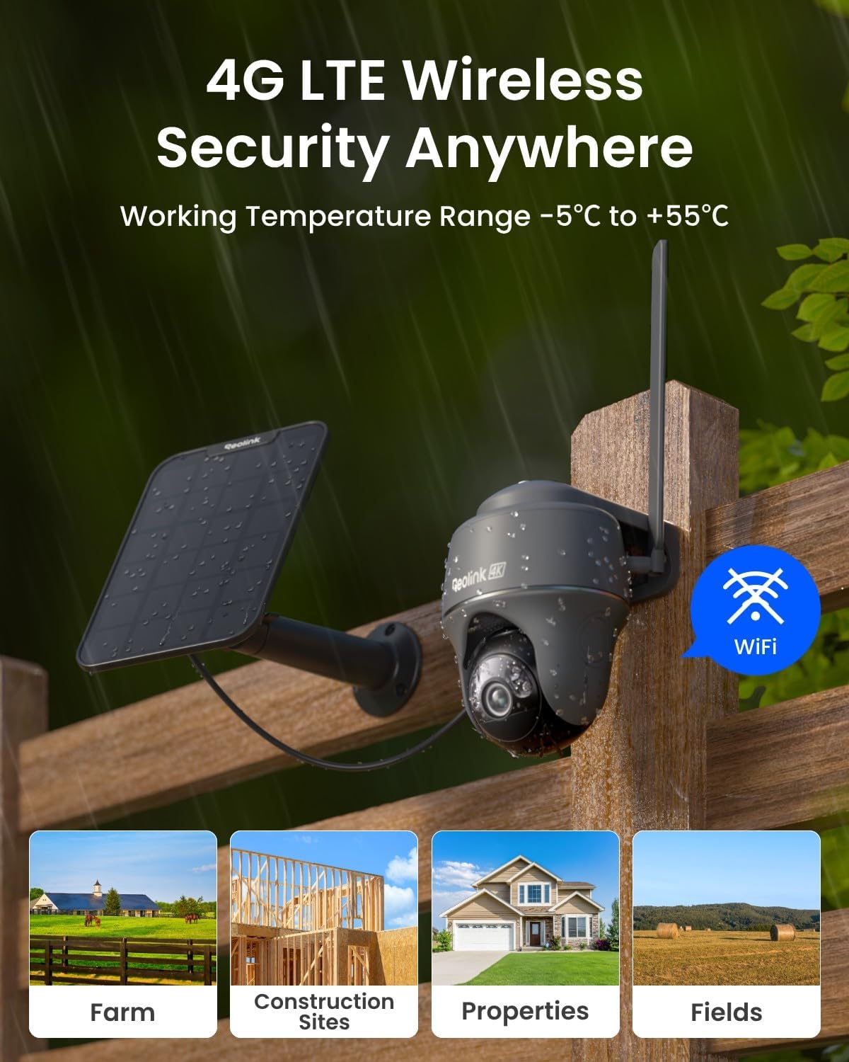 REOLINK 4K 4G Cellular Security Camera Wireless Outdoor, No WiFi 360 PT with 360 Auto Tracking, Smart AI Detection, Color Night Vision, max. 512G Local Storage, SIM Card Included, Go PT Ultra-Grey+SP2
