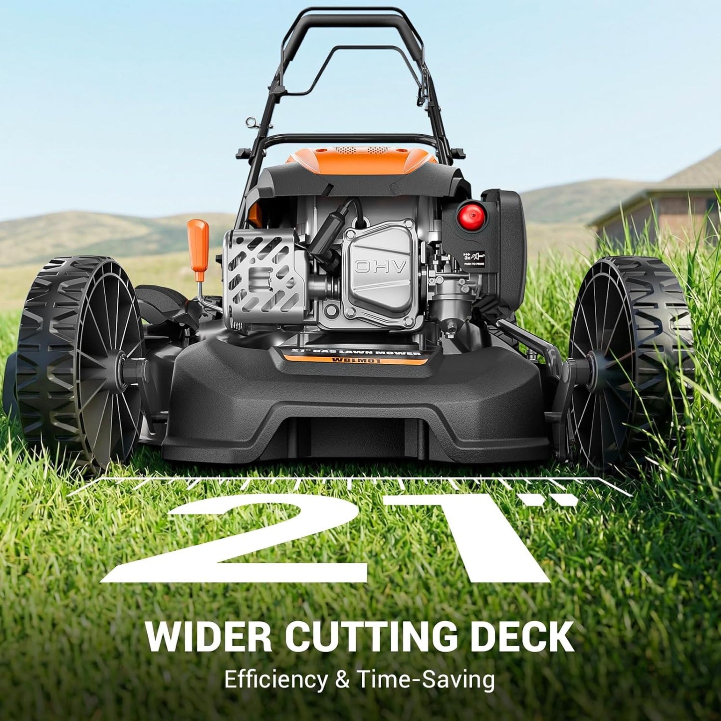 21" Self-Propelled Gas Lawn Mower, 170CC Engine, 3-in-1 with Mulching and Side Discharge, 7 Position Cutting Height Adjustment for Yard and Garden