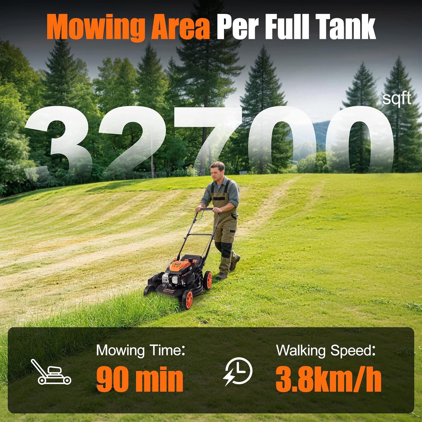 21" Self-Propelled Gas Lawn Mower – 170CC 4-Stroke Engine, 7 Cutting Heights, 3-in-1 Mulch/Bag/Discharge, 1.9-Bushel Large Grass Collector, EPA Compliant