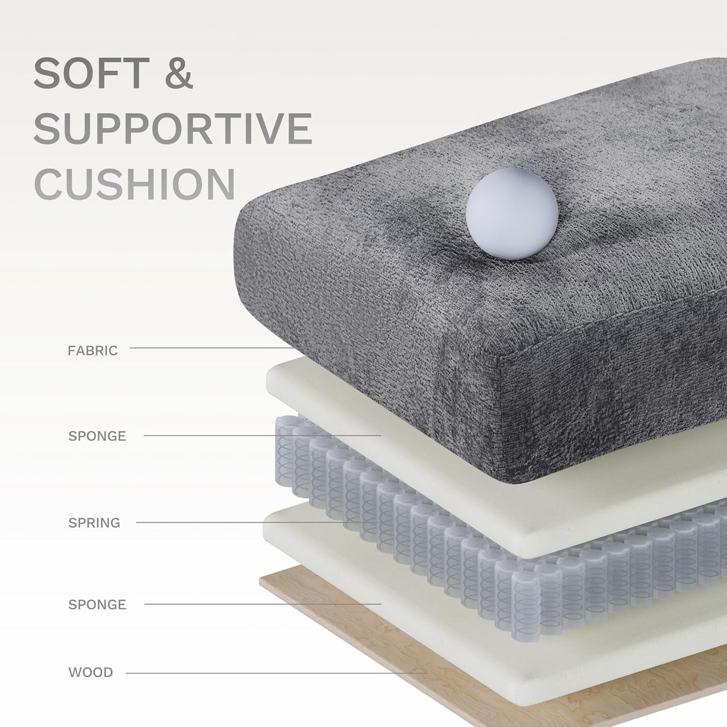 COLAMY 118" Modular Sectional Cloud Couch, Midcentury Modern 4-Seat U-Shaped Sofa, with USB Type C Ports, Foldable Side Table and 2 Ottomans, for Home Living Room, Grey