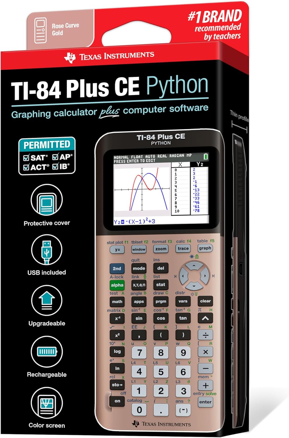 Texas Instruments TI-84 Plus CE Color Graphing Calculator, Rose Gold (Metallic)