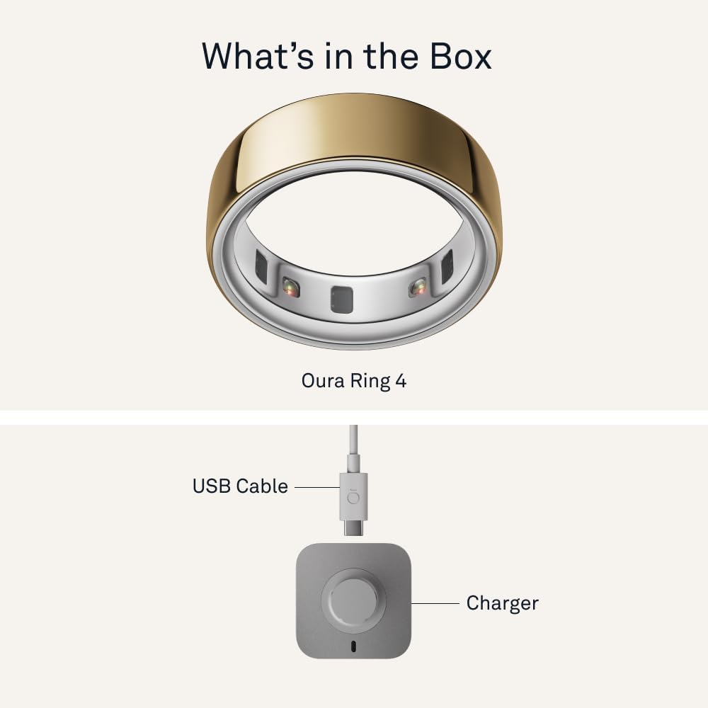 Oura Ring 4 - Gold - Size 8 - Sleep, Activity, Women's Health, AI Advisor, Up to 8 Days of Battery Life, Size Before You Buy, Android & iOS Compatible