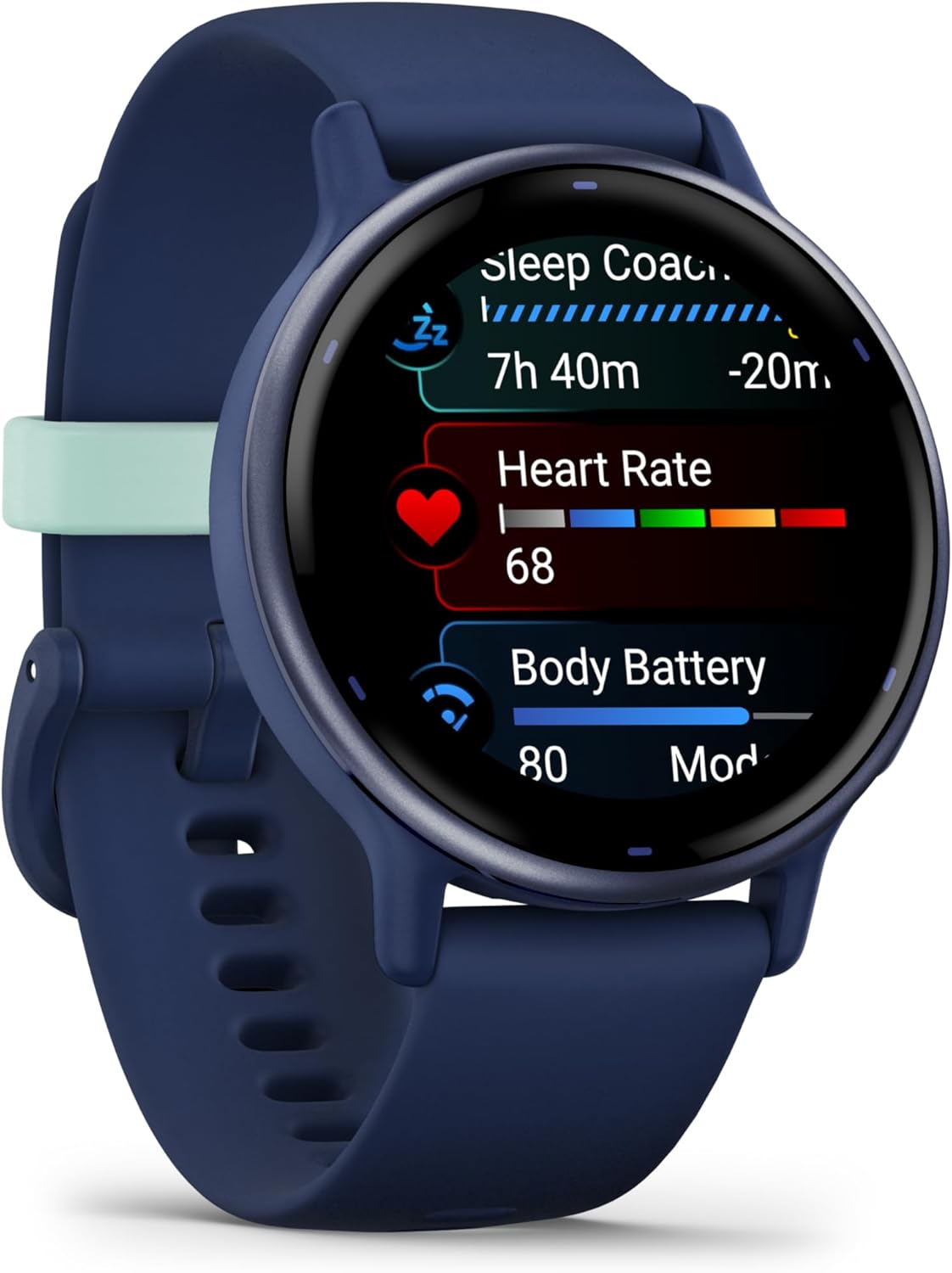 Garmin Vivoactive 5, Health and Fitness GPS Smartwatch for Men and Women, Metallic Navy Bezel w/Navy Case and Silicone Band, 1.2” AMOLED Touchscreen Display, 11 Days Battery Life (Bundle)