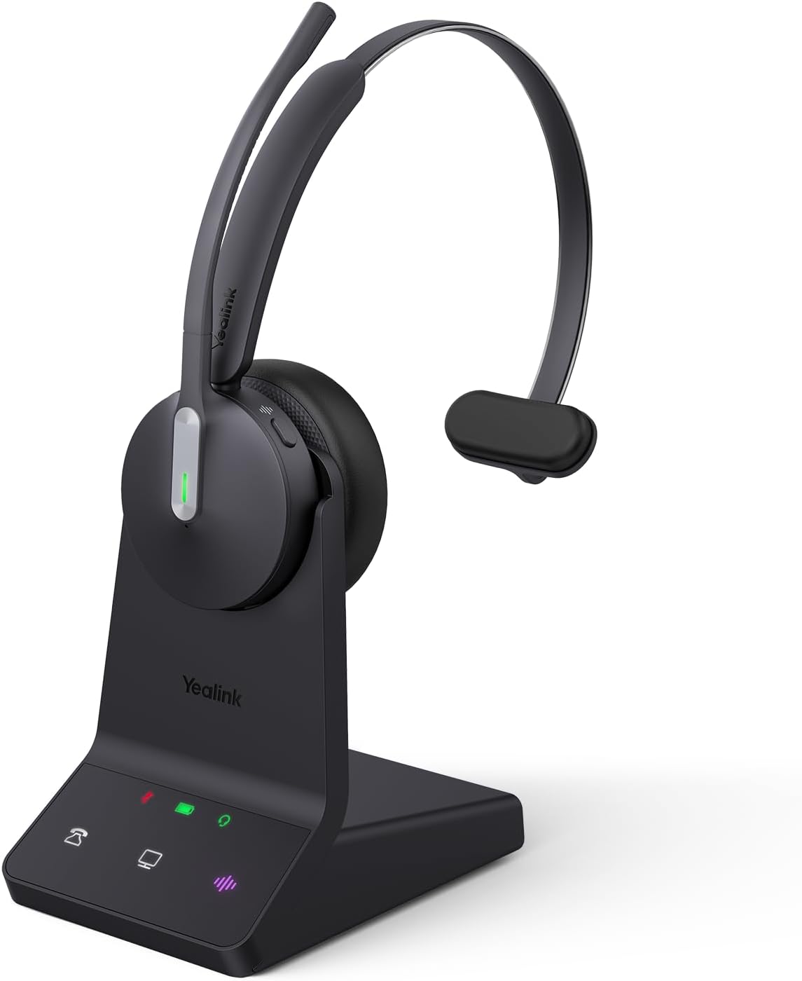 Yealink WH64 DECT & Bluetooth Wireless Mono Headset, 606ft Long Range Work Headphones, 3X Noise Cancelling Mic, 26H Calls, Office Single On Ear Headsets (Desk Phone,PC,Cellphone) for Teams Zoom UC