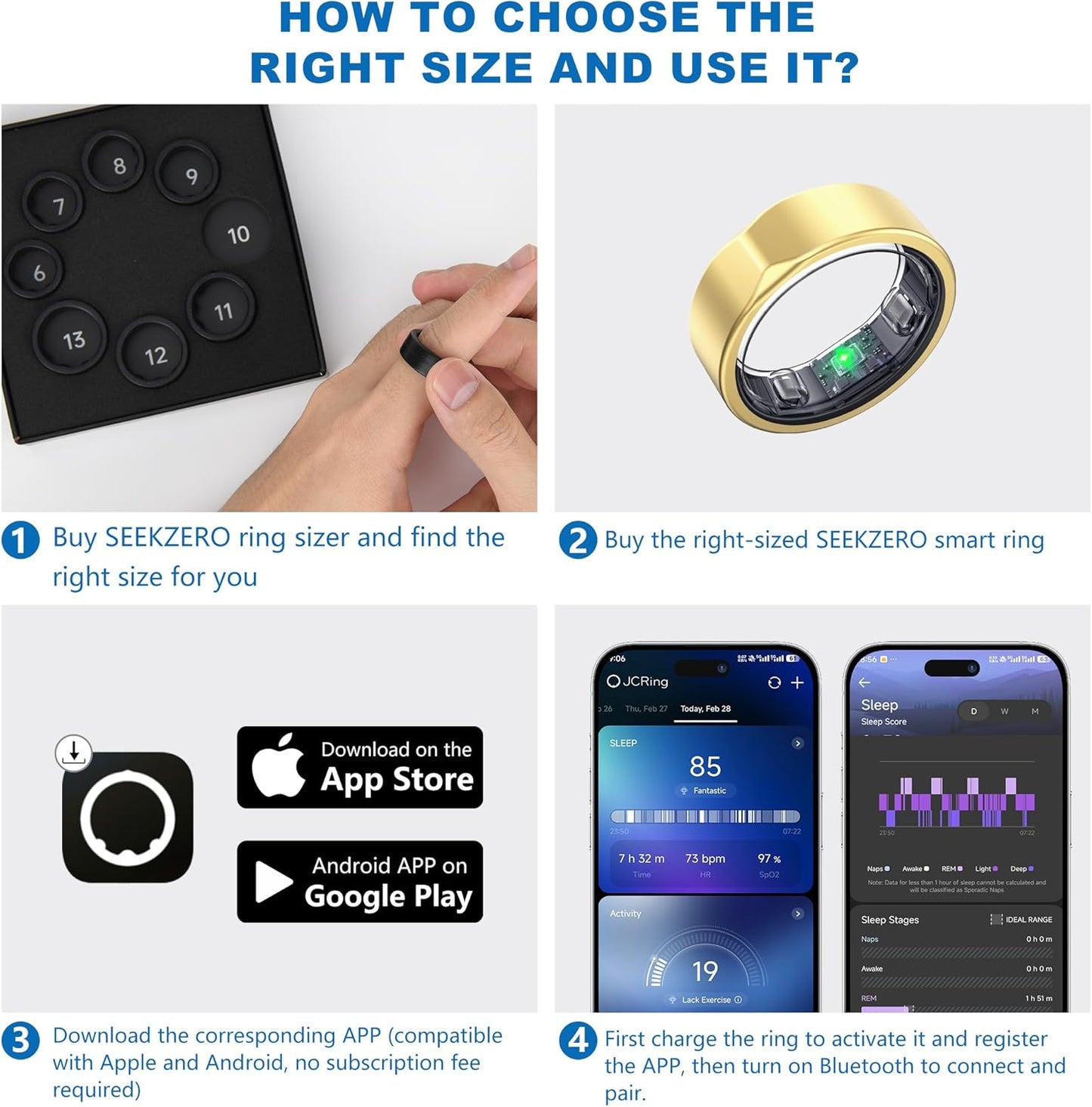 Smart Ring for Women Men, Titanium Fitness Ring with Heart Rate, Stress & Sleep Monitoring,Step & Calorie Counter, 5ATM Waterproof for iPhone and Android,No Subscription Fee (Rose Gold, 10)