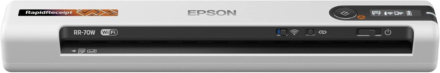 Epson RapidReceipt RR-70W Wireless Mobile Tax Receipt and Color Document Scanner with Complimentary Data Management Software for PC and Mac