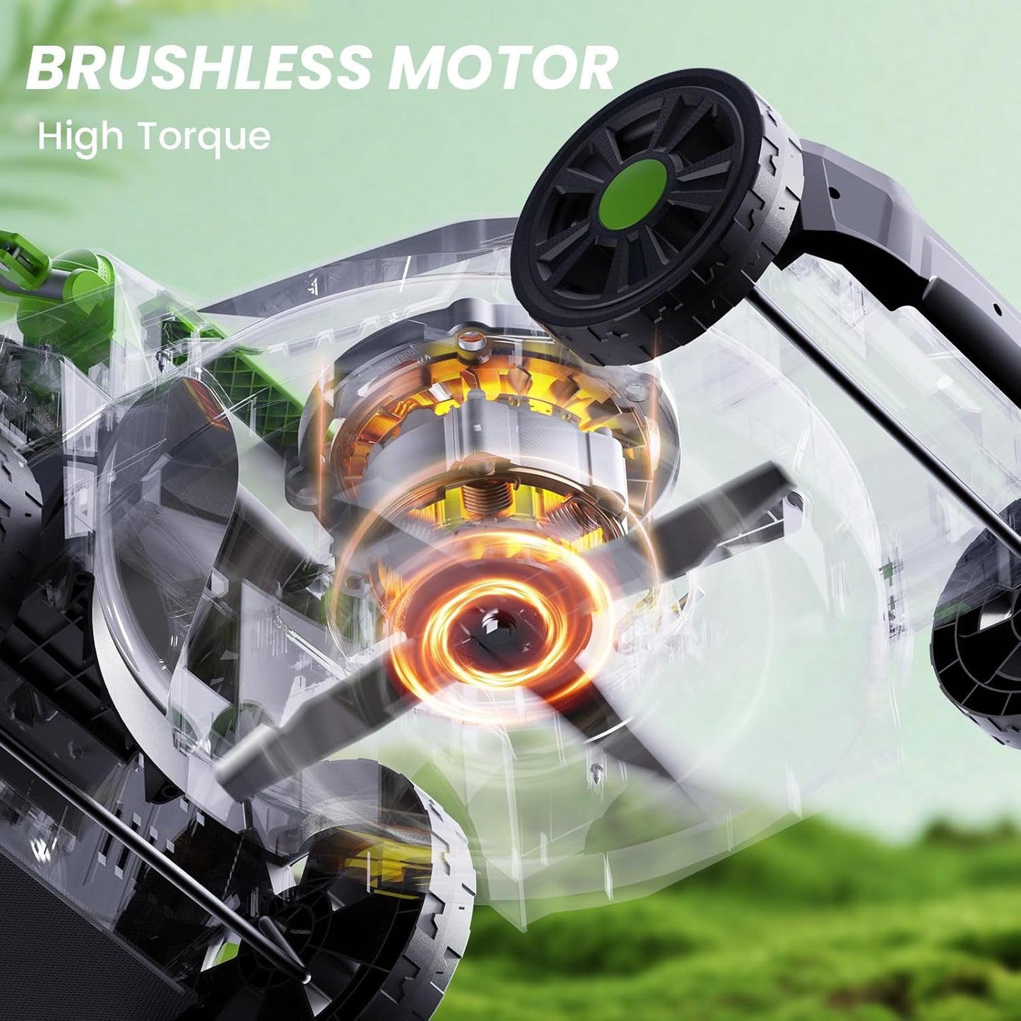 40V Cordless Lawn Mower, 17" Walk Behind Electric 4.0 Ah Battery Powered Lawnmower, with 50L Grass Bag, Brushless Motor, 6 Adjustable Cutting Heights, for Garden/Patio/Yark/Lawn