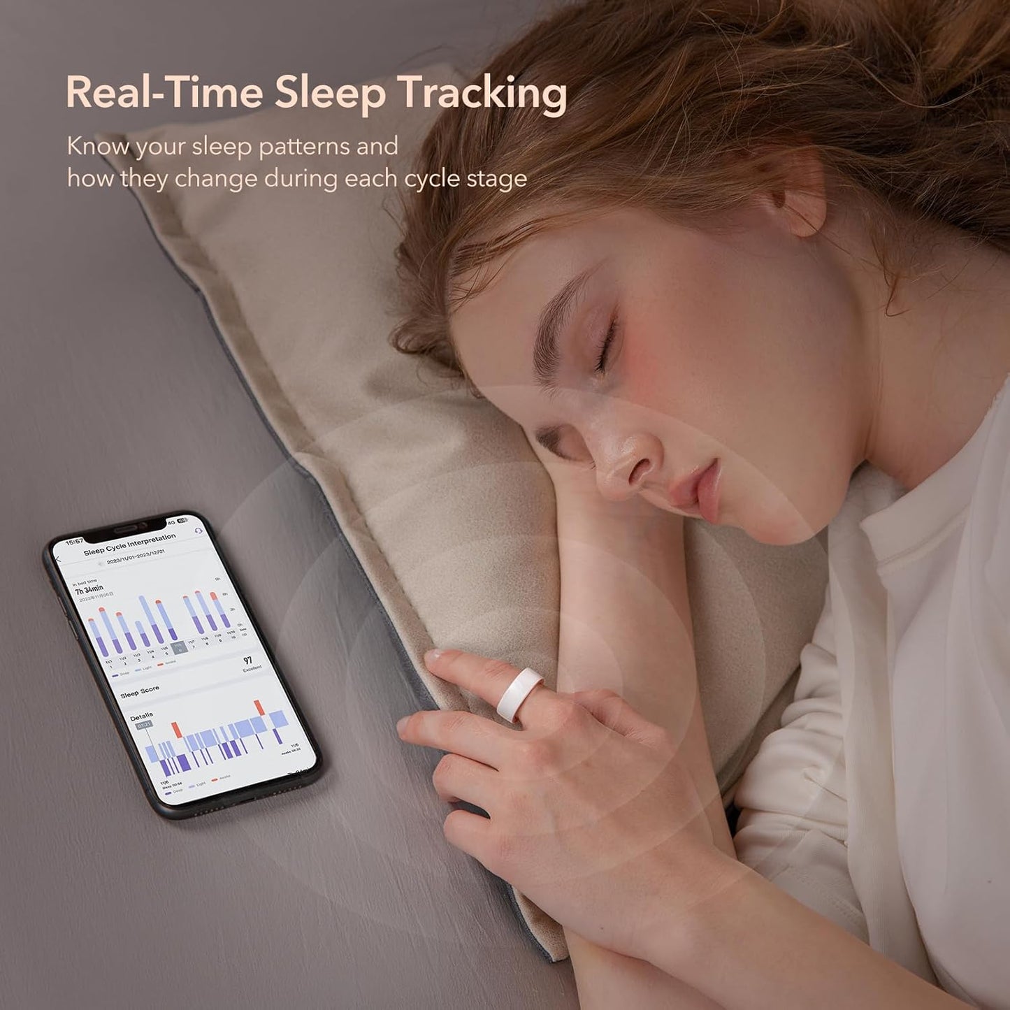 femometer Ring Gen1 for Fertility and Ovulation Tracking - Size First Sizing Kit - App Auto-Sync - Period & BBT Tracker - Sleep Analysis for Women - Rechargeable & Waterproof Size9