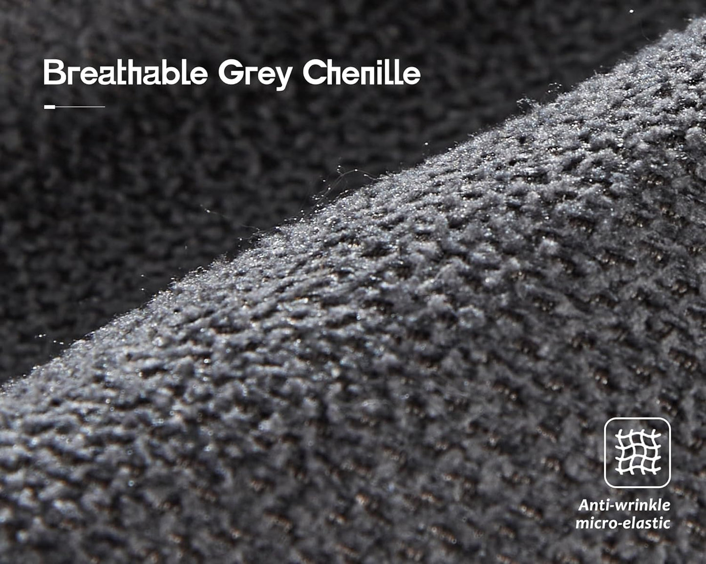 AMERLIFE Chenille Sofa Chair, Modern Comfy Couch with Cup Holders & USB Ports for Living Room, Charcoal Grey Upholstered Couch