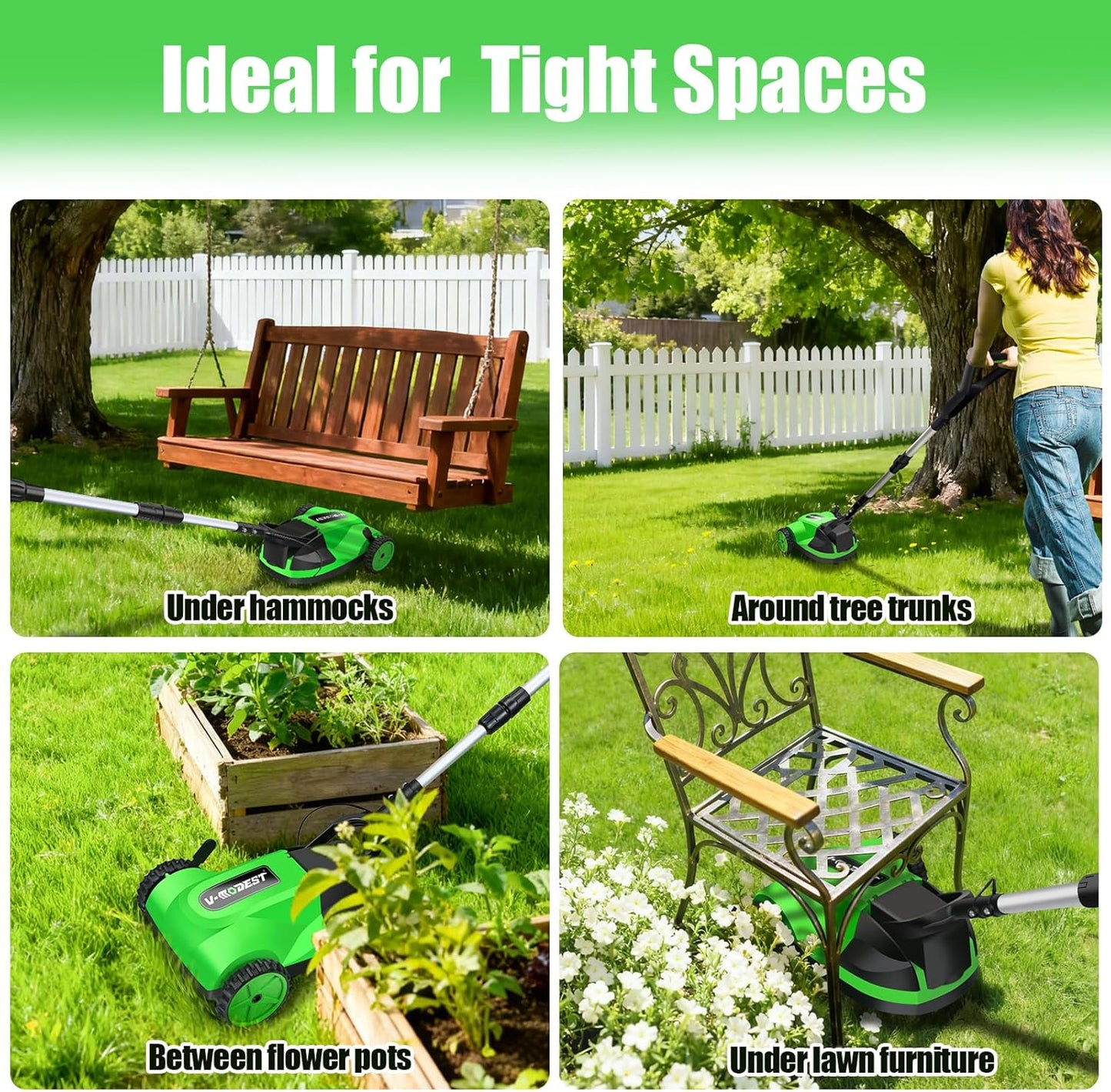 Cordless Lawn Mower, Electric Small Lawn Mower with 2 x 21V 4.0Ah Battery, Lightweight Mini Lawn Mower with Brushless Motor, 3 Cutting Heights, Garden Yard Lawn Care