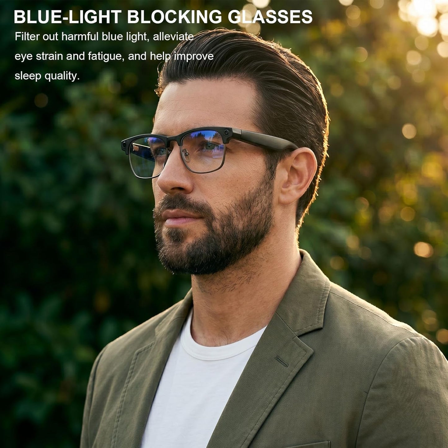 AI Smart Glasses with Camera, 8MP Camera Glasses for Life Vlog Travel Work, 4K Video Recording glasses for Women Men, Real-Time Translation, Voice Assistant, Calls, Bonus Blue Light Lenses Included