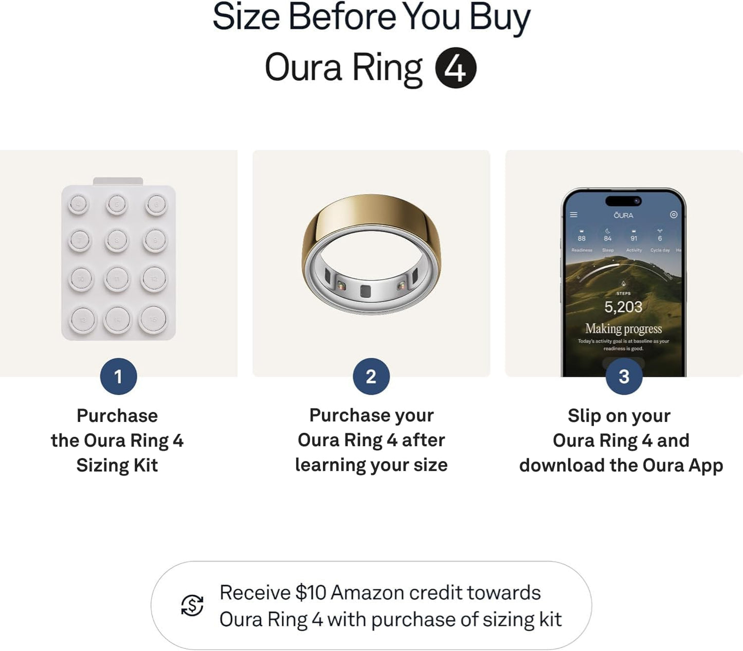Oura Ring 4 - Gold - Size 8 - Sleep, Activity, Women's Health, AI Advisor, Up to 8 Days of Battery Life, Size Before You Buy, Android & iOS Compatible