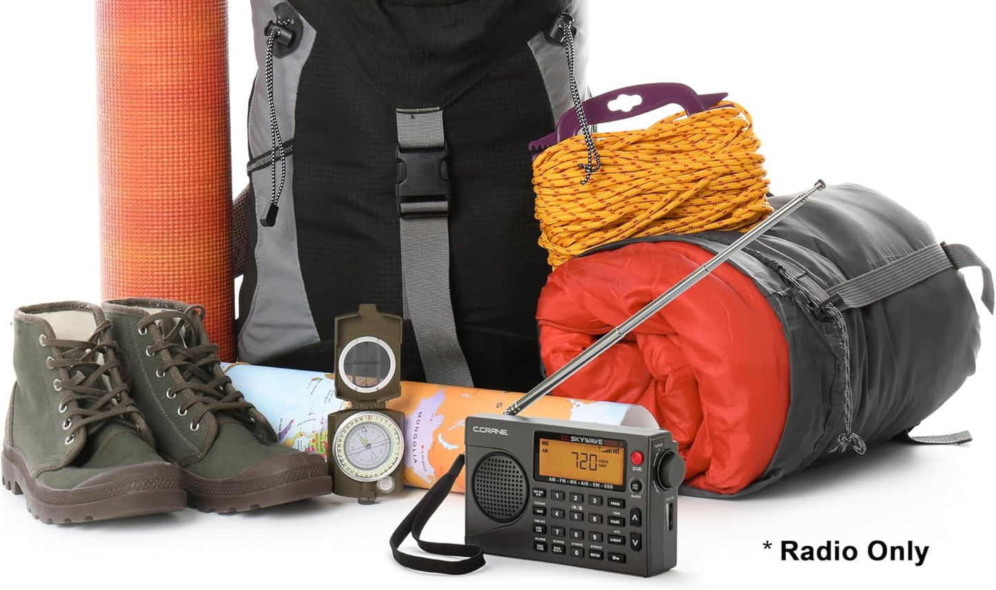 C. Crane CC Skywave SSB 2 AM, FM, Shortwave, NOAA Weather + Alert, Scannable VHF Aviation Band and Single Side Bands Small Battery Operated Portable Travel Radio Includes SW Wire Antenna Adapter