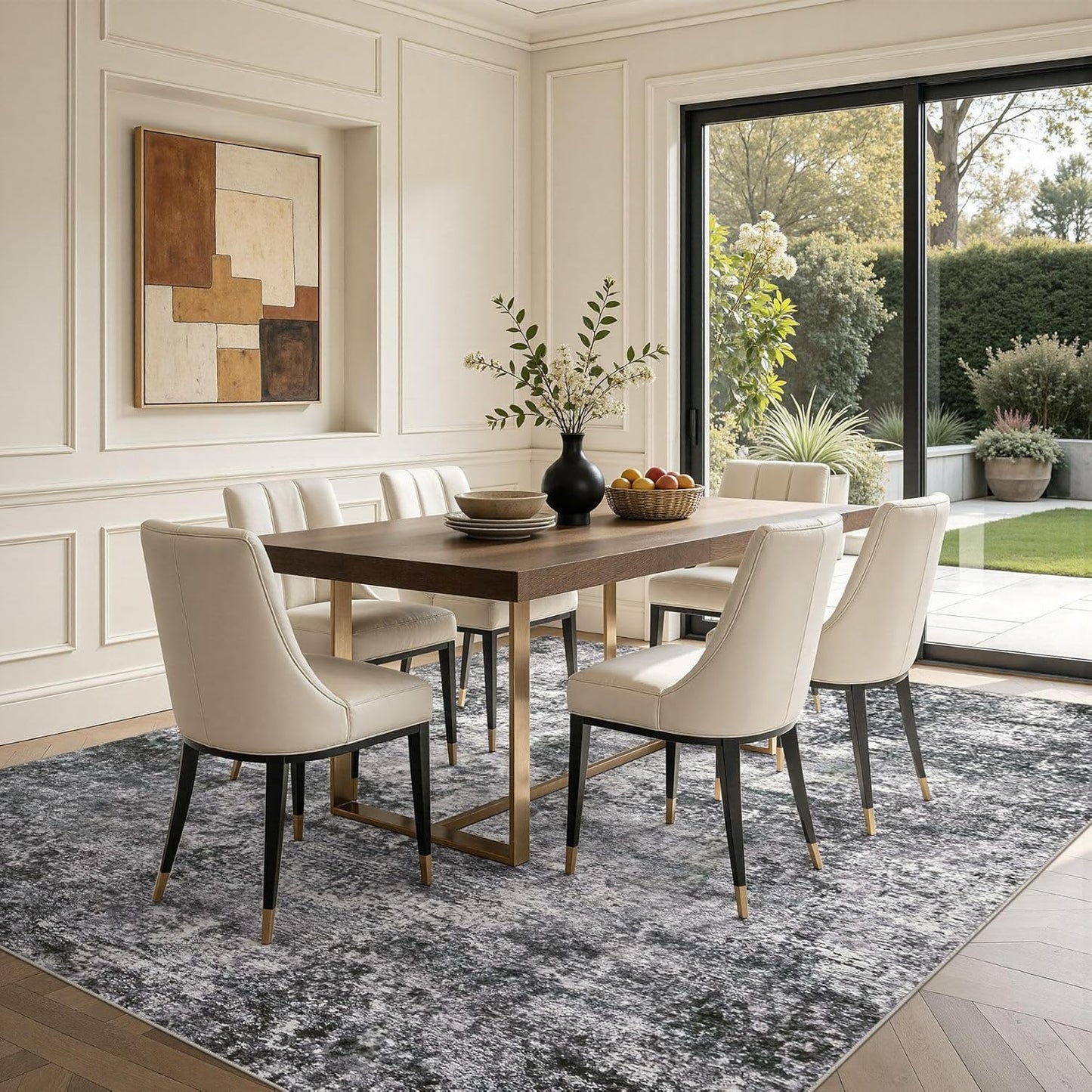 DMOYEST Area Rug Living Room Rugs - 9x12 Large Soft Indoor Neutral Modern Abstract Low Pile Washable Rug Carpet for Bedroom Dining Room Farmhouse Home Office - Grey
