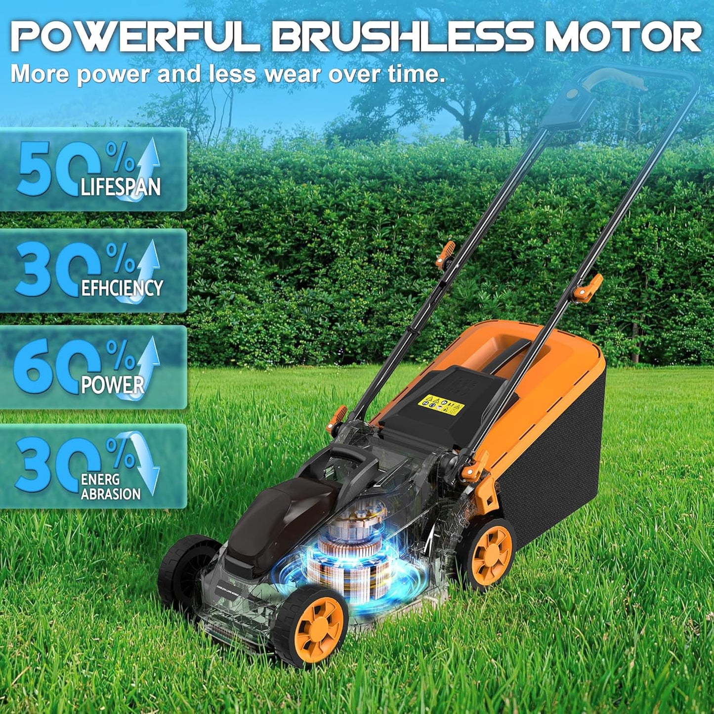20V Cordless Lawn Mower (No Battery) Compatible with Dewalt 20V Max Battery, 14" Electric Lawn Mower with 5 Heights Adjustment, Brushless Electric Mower for Garden, Yard