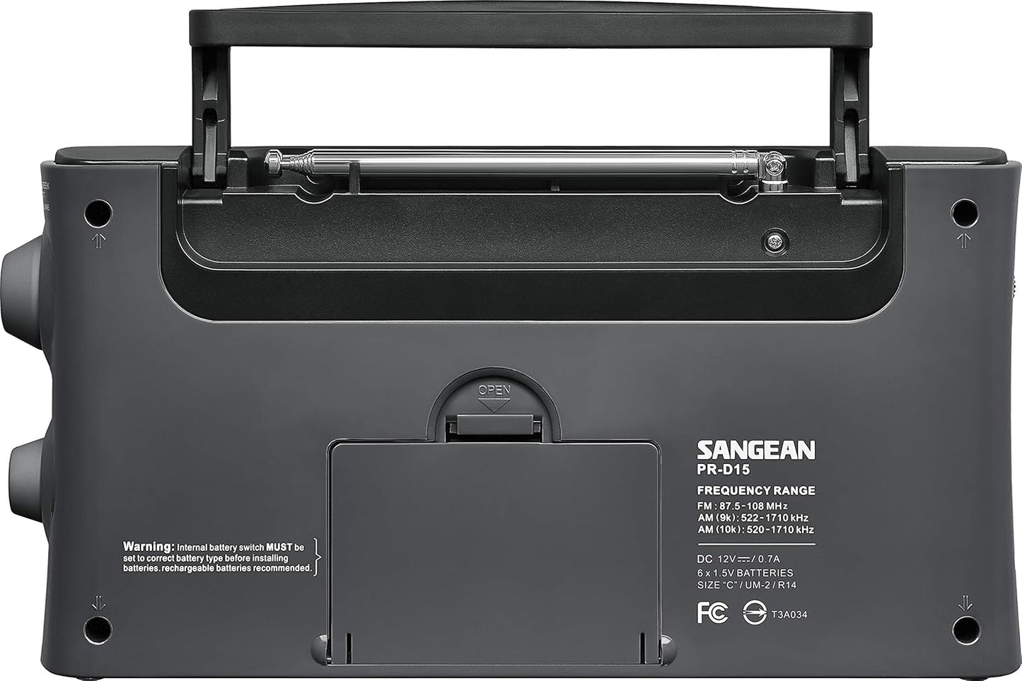 Sangean PR-D15 Digital Portable Stereo RDS Receiver Gray
