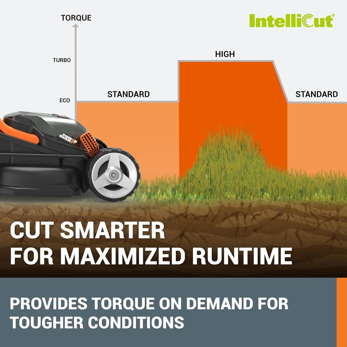 WORX 14" Cordless Lawn Mower, 2 in 1 Electric Mower Cuts Quietly, Compact & Lightweight Push Lawn Mower with 6-Position Height Adjustment for Small Yards, 2 Batteries & Charger Included, WG779