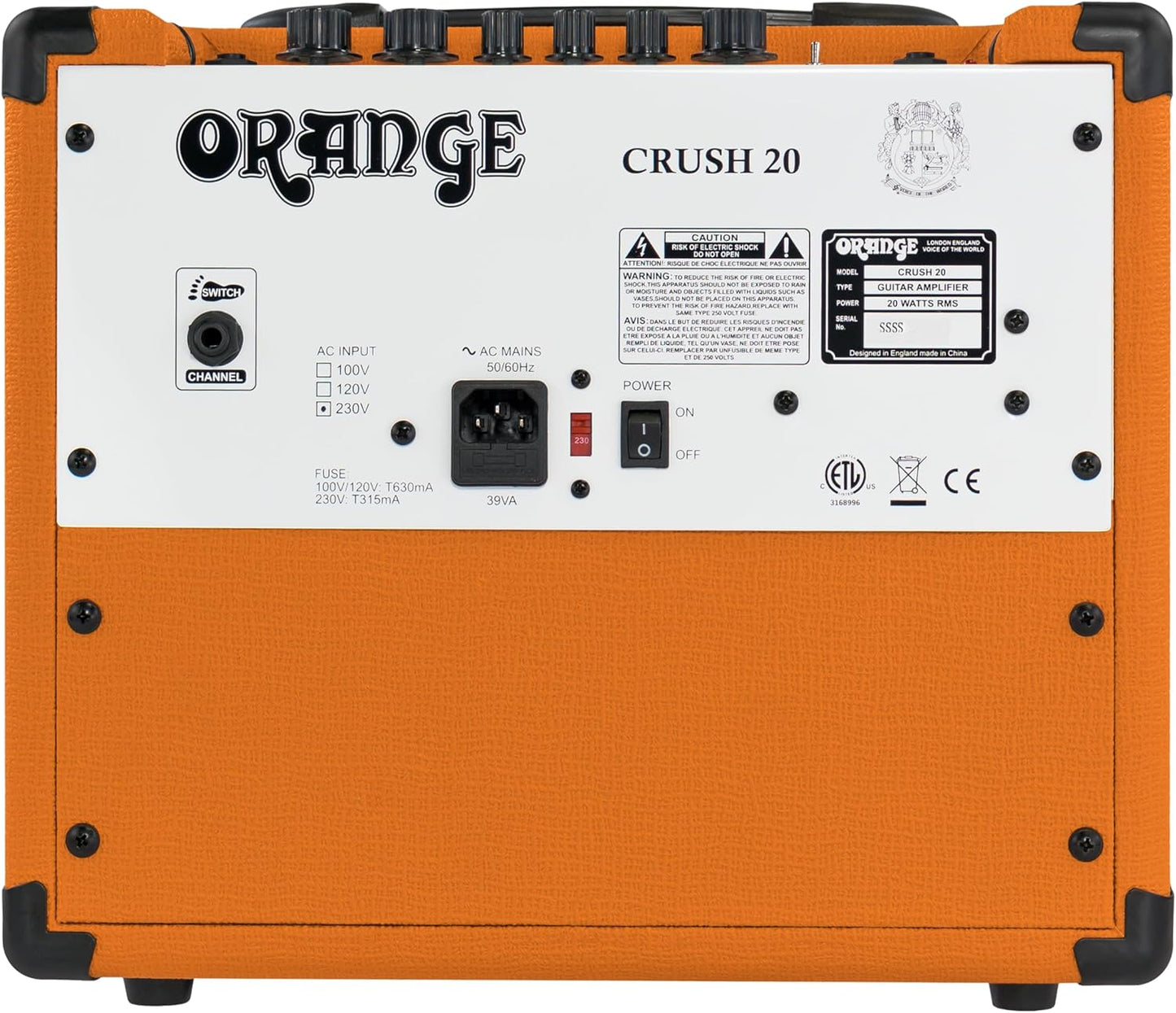 Orange Crush 20 20W 8" 2-Channel Guitar Amplifier and Speaker Combo, Orange