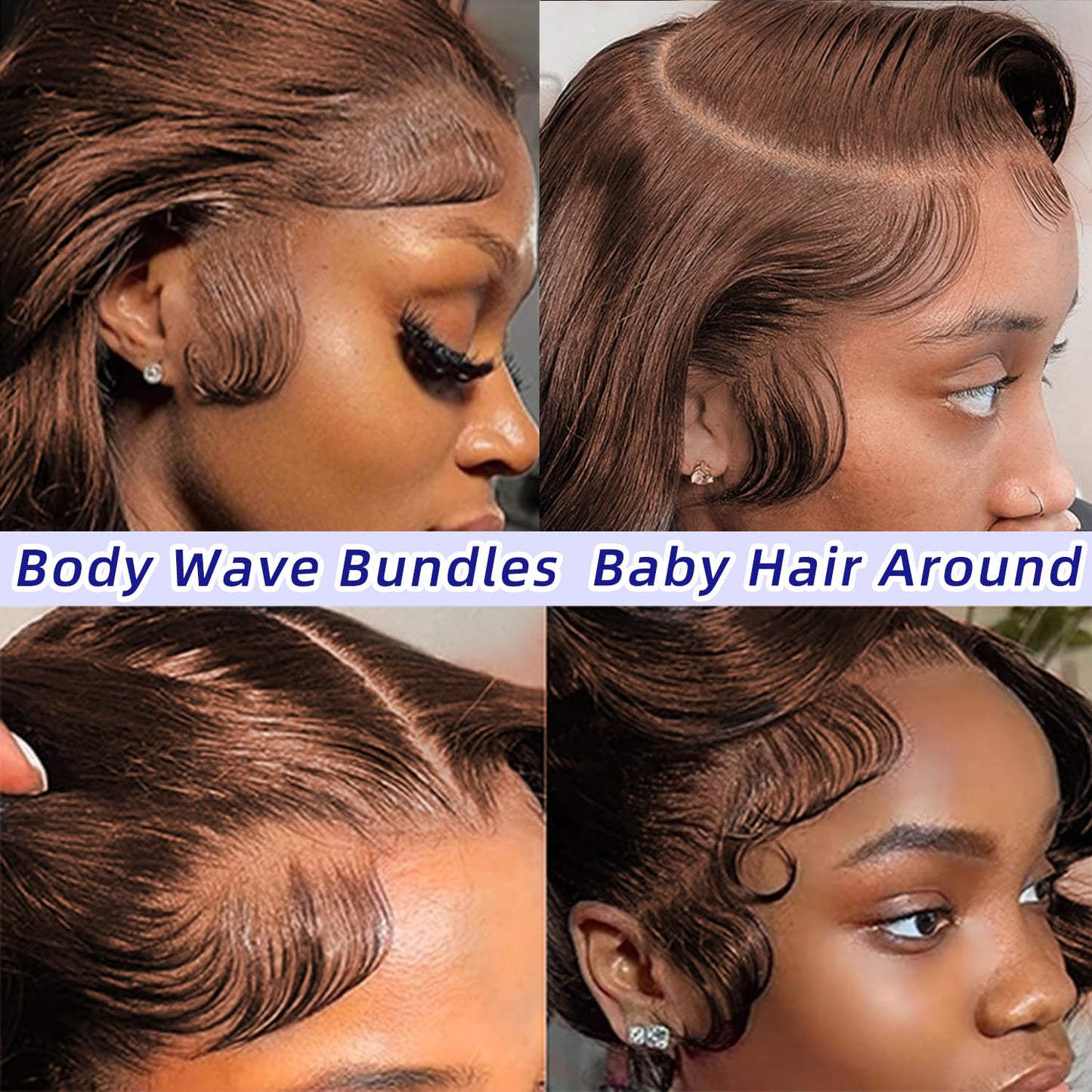 Body Wave Bundles Human Hair 20 22 24 24 Inch Brown Human Hair Bundles 12A 100% Unprocessed Indian Virgin Hair 4 Bundles Deal Dark Brown Chocolate Color Extension Color 4#