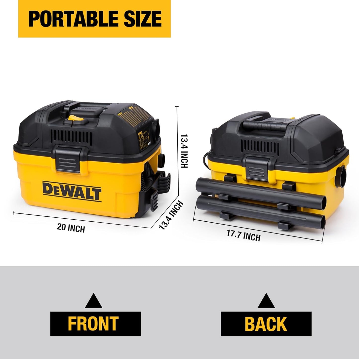 DEWALT DXV04T 4 Gallon Wet/Dry Shop Vacuum, 5 Peak HP Portable Corded Vac with Utility and Crevice Nozzles