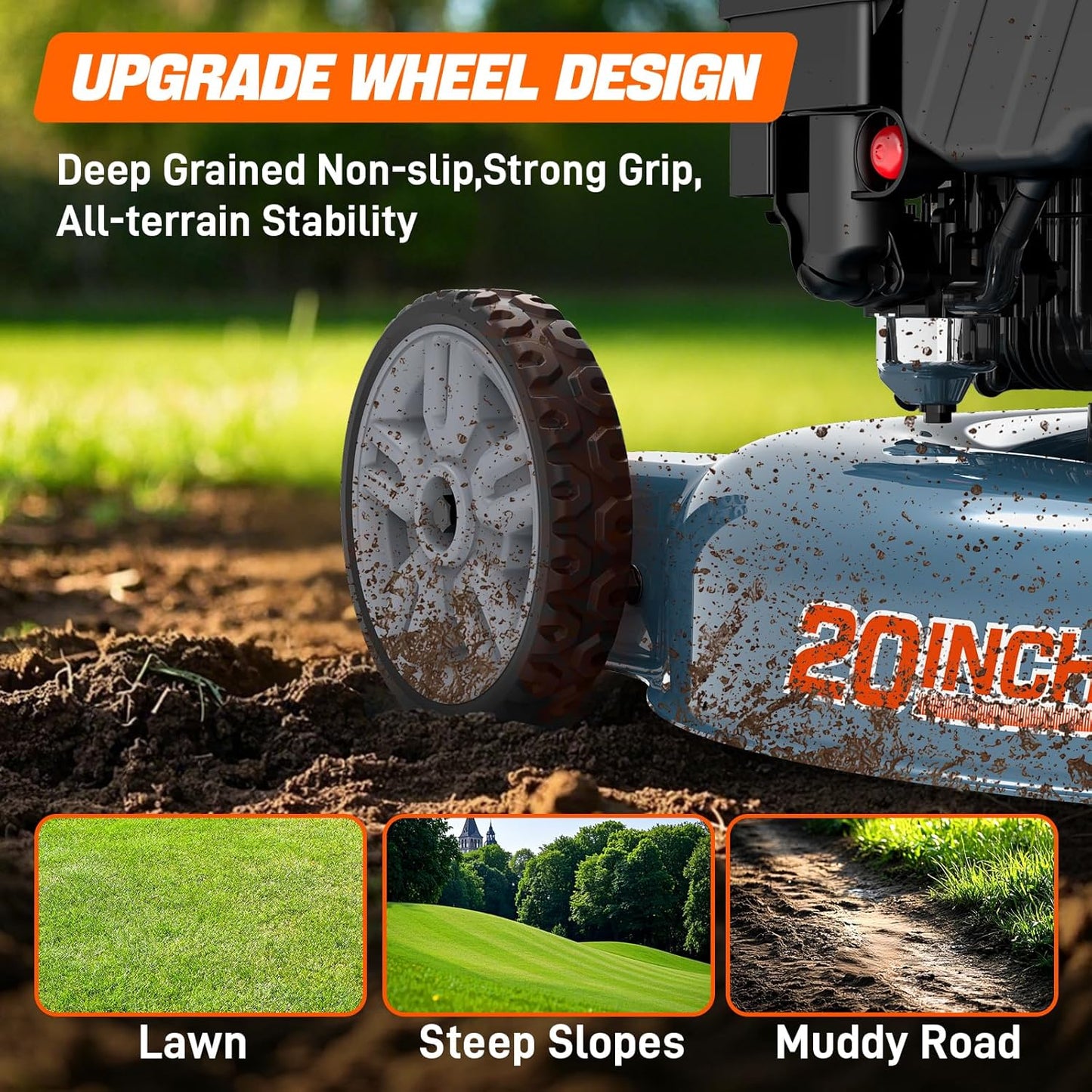 SENIX Lawn Mower, 20" 144 cc Push Mower Gas, 4-Cycle Engine Walk-Behind Push Lawn Mowers, 3 Position Height Adjustment for 1/4 Acre Small Yard Garden, cortadora de pasto
