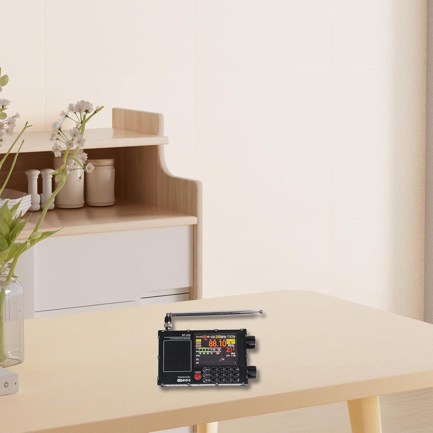 DP-666 TEF6686 Full Band Radio, FM AM Shortwave Radio RDS, 2.8 Inch Resistive Touch LCD Color Screen, Portable High Sensitivity Travel Radio(Black)