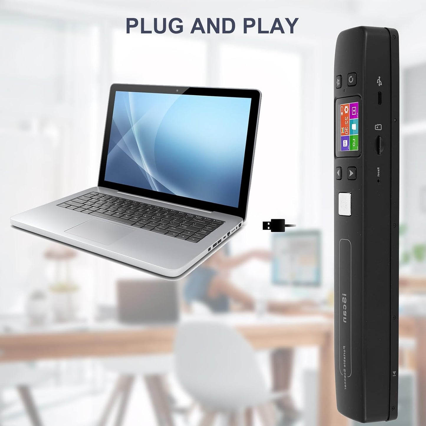 Portable Document Scanner - Upgrade Support WiFi & Rechargeable Handheld Portable Scanner Photo Scanner Mobile Scanner Handy Scan, JPG/PDF Format, UP to 1050 DPI, with 16G SD Card