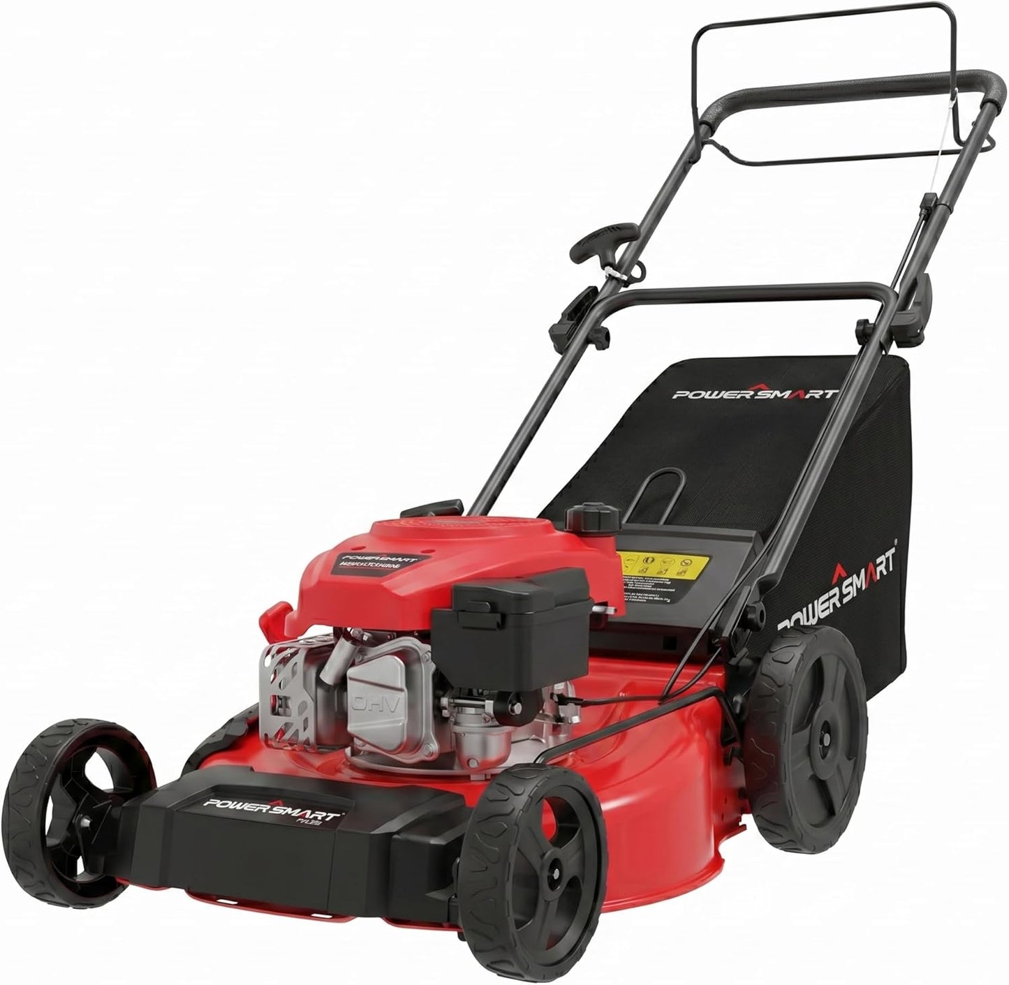 PowerSmart 21-Inch 3-in-1 Gas Self-Propelled Lawn Mower,170CC OHV Engine,Bagging/Mulching/Rear Discharging, 6 Cutting Heights, Durable Steel Deck, Rear-Wheel Drive, for Garden, Yard,