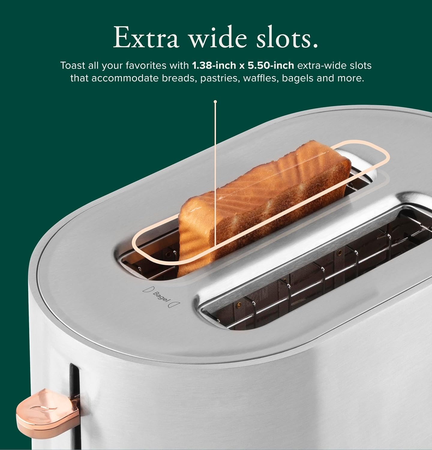 Café Express Finish 2-Slice Toaster | Extra-Wide Slots, Extra Lift for Waffles, Pastries, Texas Toast & More | 4 Pre-Set Functions, 8 Shade Options | Countertop Kitchen Essentials | Matte Black