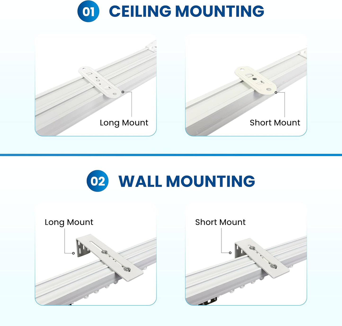 Osprey.Life Smart Motorized Curtain Track, 71-130in, No-Cut Adjustable Electric Rail, ~33dB Quiet Motor, Remote & App Control, Alexa, Google Assistant & Siri, Ceiling/Wall Mount (Center Opening)