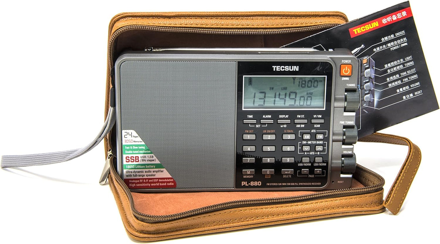 Tecsun PL880 Portable Digital PLL Dual Conversion AM/FM, Longwave & Shortwave Radio with SSB (Single Side Band) Reception, Color Silver