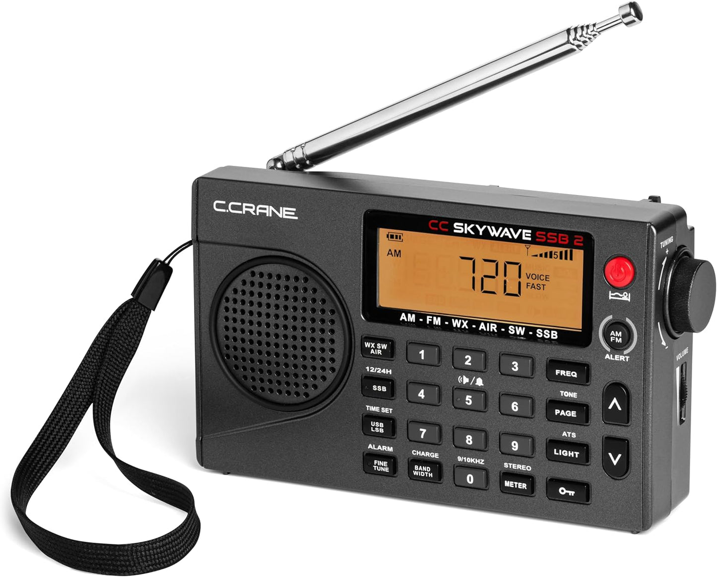 C. Crane CC Skywave SSB 2 AM, FM, Shortwave, NOAA Weather + Alert, Scannable VHF Aviation Band and Single Side Bands Small Battery Operated Portable Travel Radio Includes SW Wire Antenna Adapter