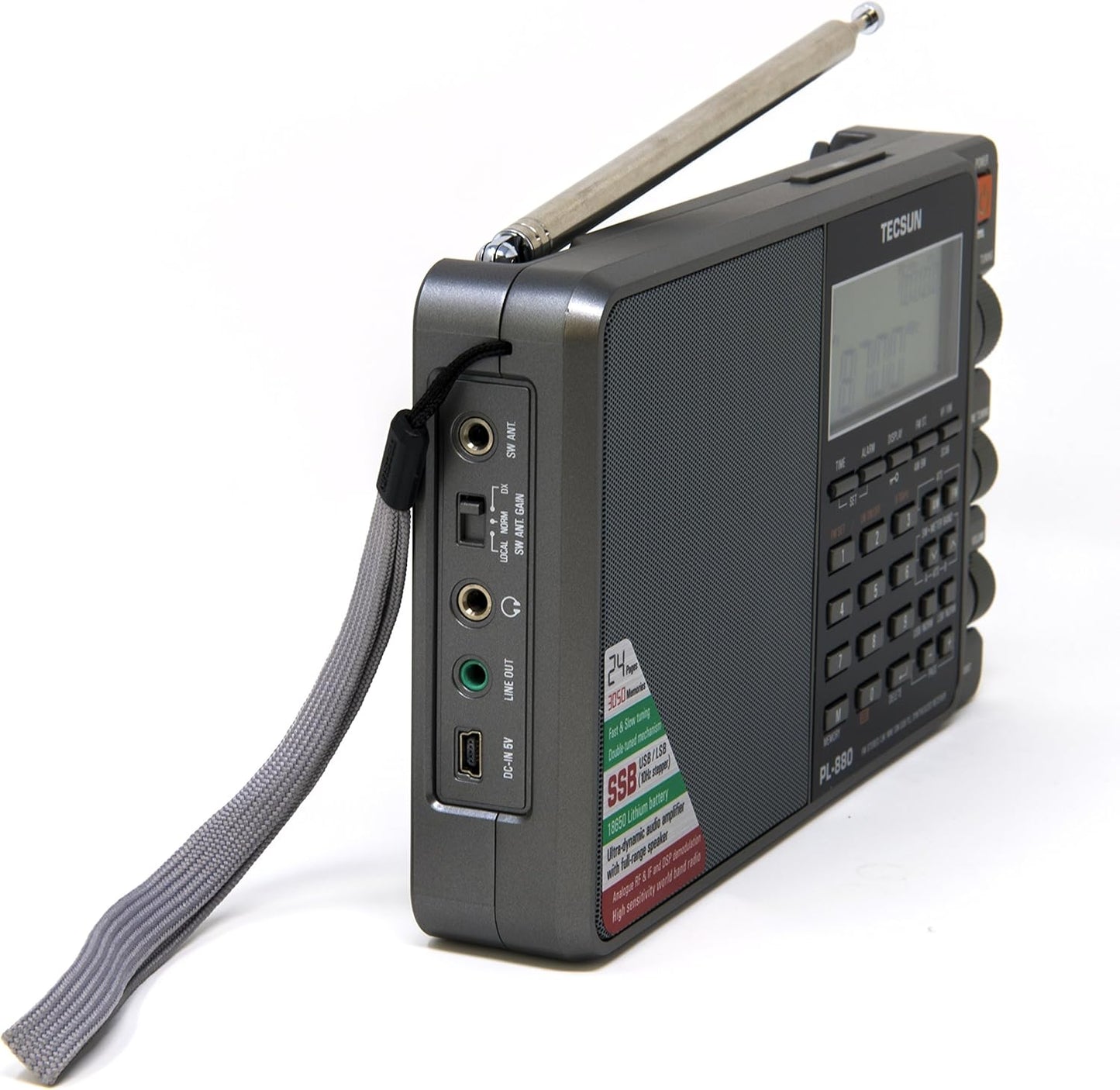 Tecsun PL880 Portable Digital PLL Dual Conversion AM/FM, Longwave & Shortwave Radio with SSB (Single Side Band) Reception, Color Silver