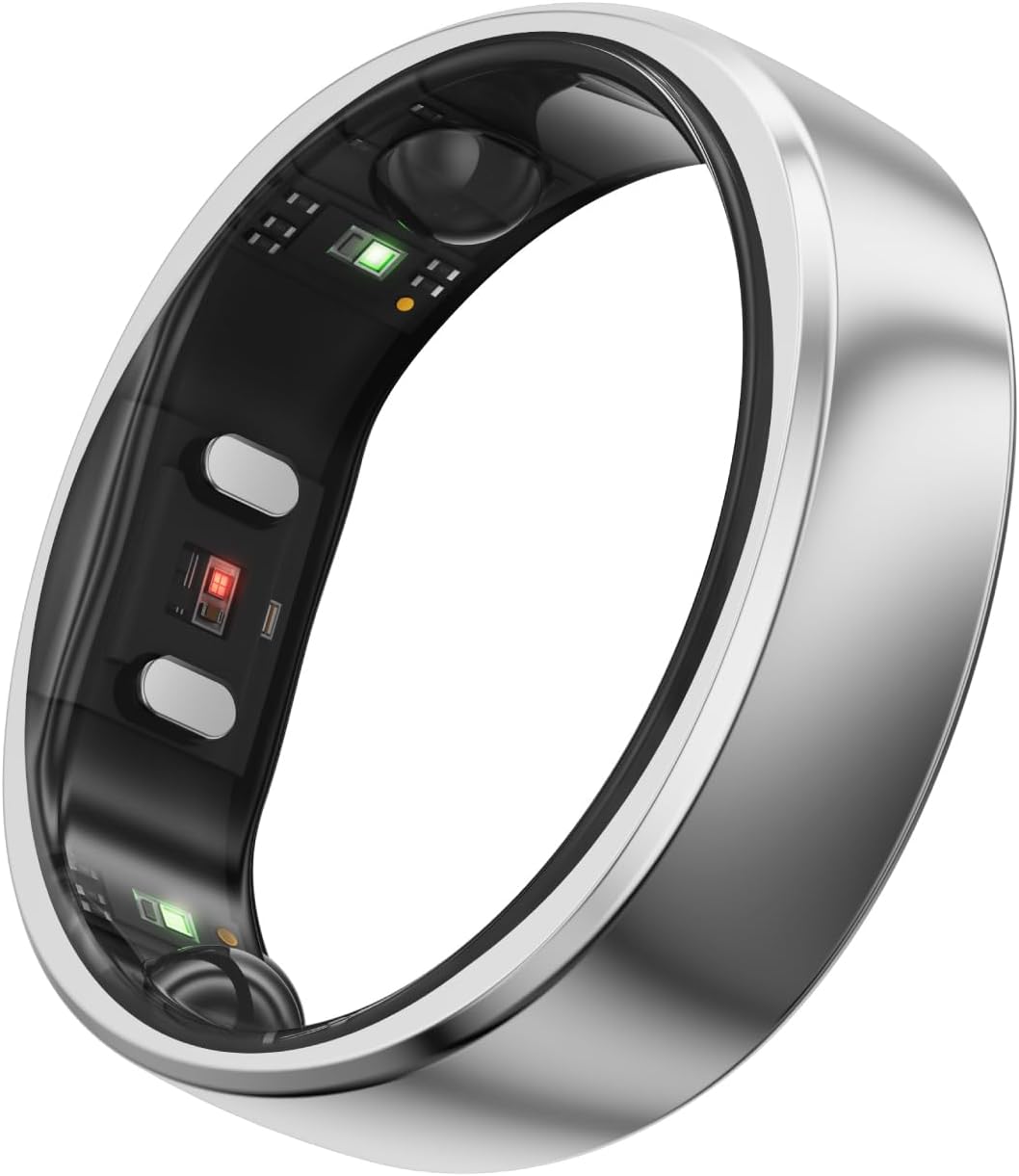 RingConn Gen 2, World's First Smart Ring with Sleep Apnea Monitoring, No APP Subscription, 12-Day Battery Life, Stress/Heart Rate/Women's Health Tracker, Android & iOS Compatible (Silver, Size 9)