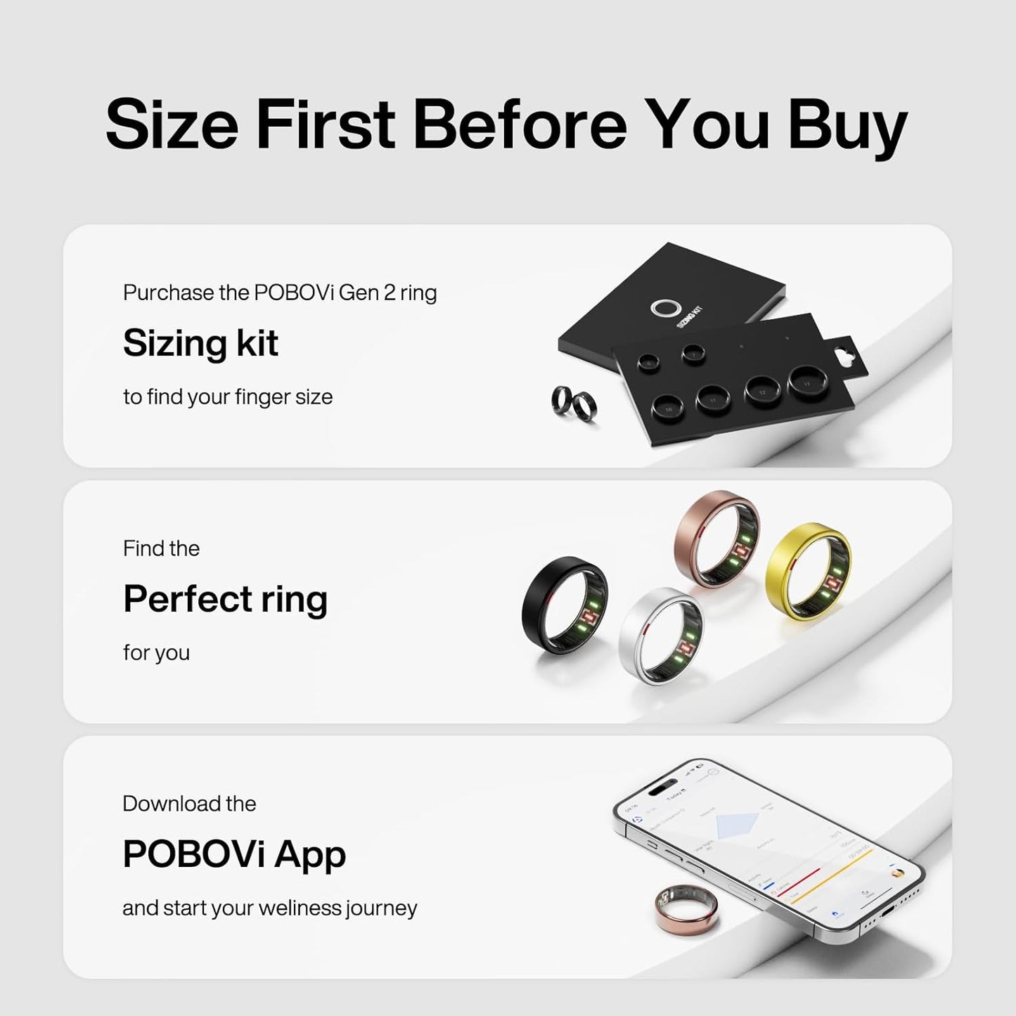 POBOVi Gen 2 Titanium Smart Ring for Women & Men, Sleep & Heart Rate Tracker, No Subscription, Size Before You Buy (Rosegold, 10)