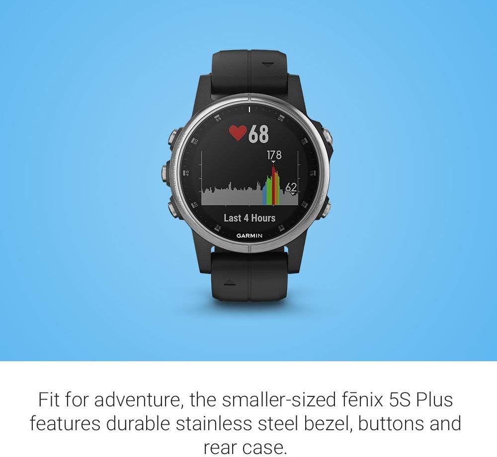 Garmin fēnix 5 Plus, Premium Multisport GPS Smartwatch, features Color Topo Maps, Heart Rate Monitoring, Music and Pay, Black/Silver (Renewed)