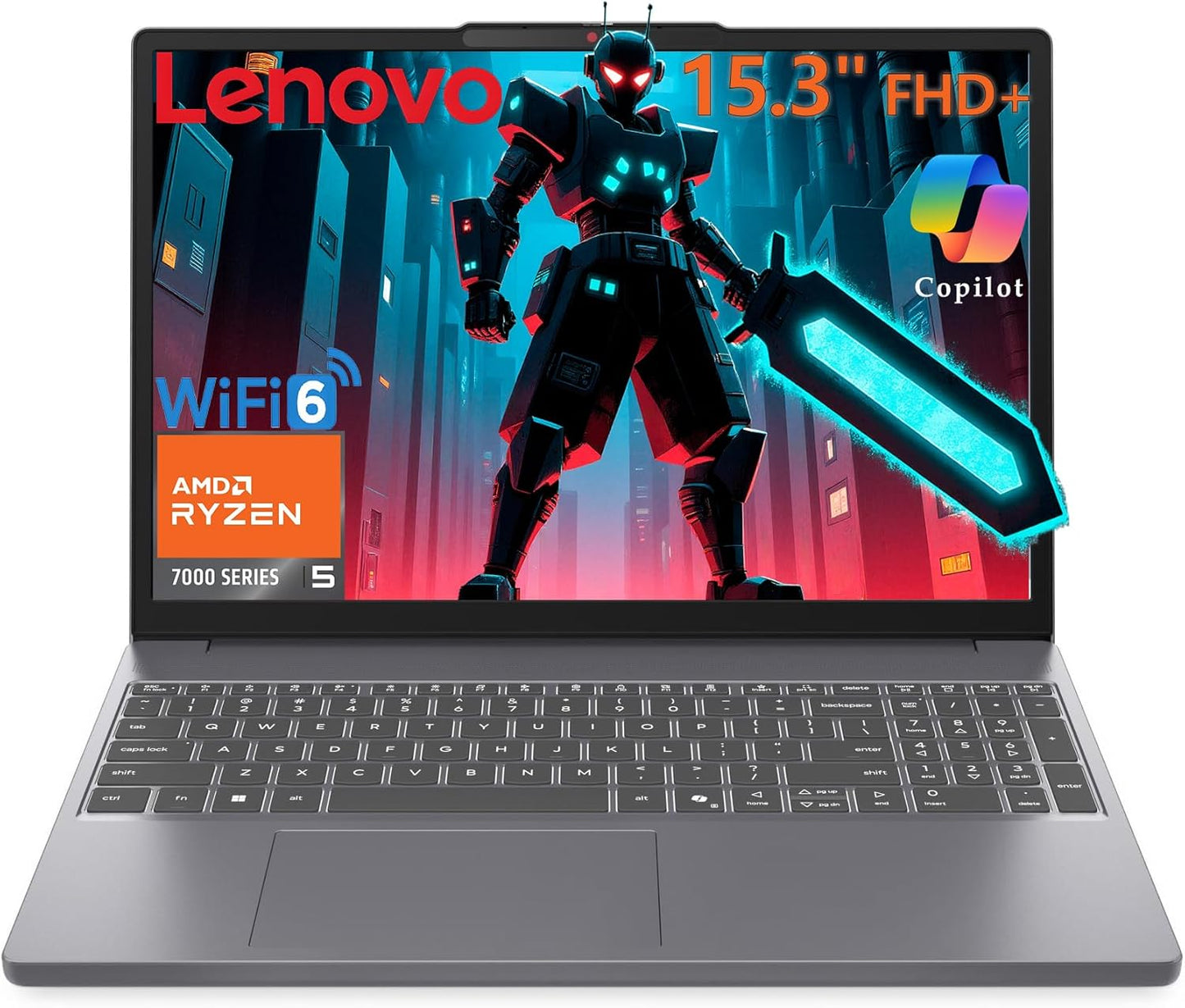 Lenovo Gaming Laptop, 15" WUXGA IPS Display, AMD Ryzen 5 7535HS, 24GB DDR5 RAM, 1TB PCIe SSD, Radeon 660M Graphics, Copilot AI PC, HDMI, Type-C, WiFi 6, Bluetooth 5.3, Luna Grey, Windows 11 Home
