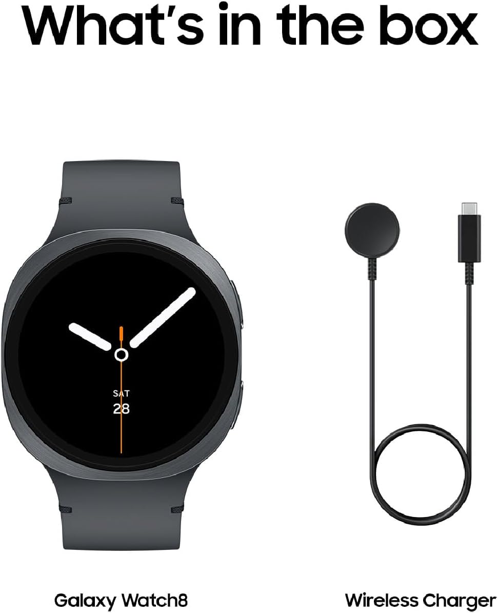 Samsung Galaxy Watch 8 (2025) 44mm Bluetooth Smartwatch, Cushion Design, Fitness Tracker, Sleep Coaching, Running Coach, Energy Score, Heart Rate Tracking, Graphite US Version, 2 Yr Warranty