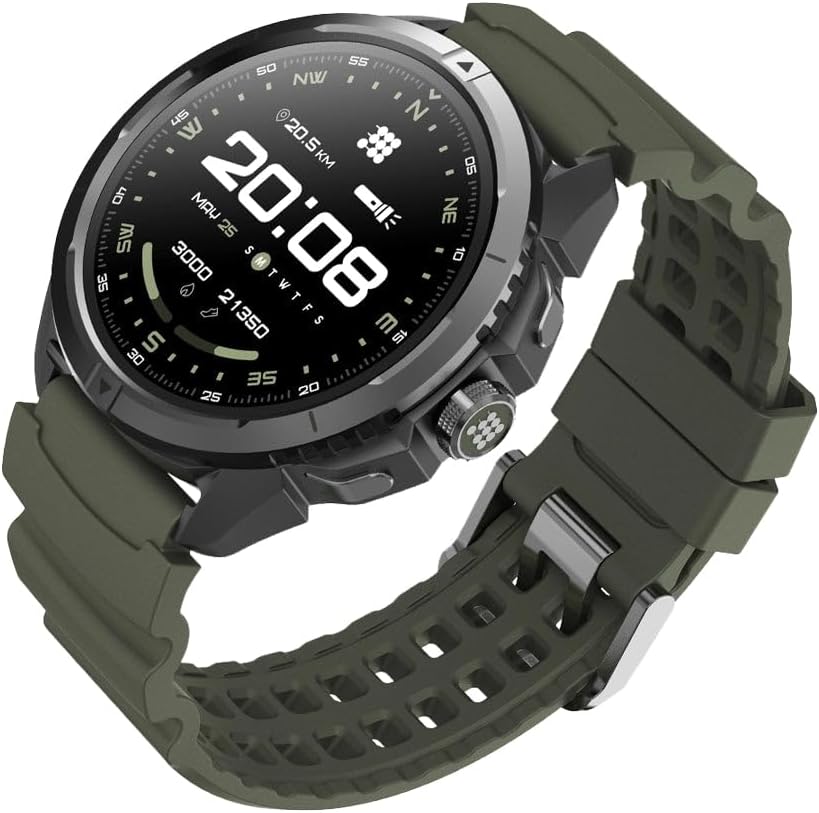 Cubitt Terra Rugged Smartwatch with Dual-Band GPS, 1.48” AMOLED Display, Offline Maps, VITA AI, AI Coach, Readiness Score, 5ATM, 14-Day Battery – Military Green