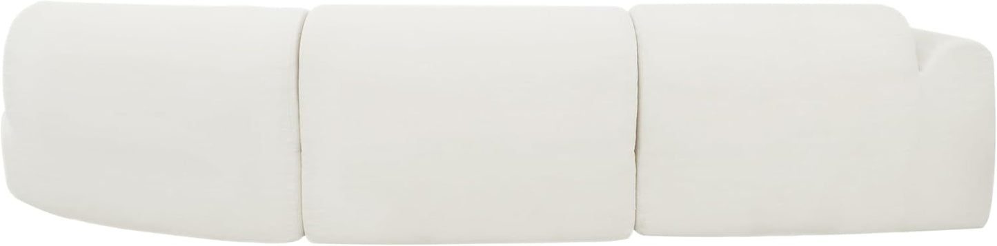 Merax 140" Curved Polyester Sectional Sofa Set, Modern Cloud Couch with Chaise Lounge & 3 Pillows, Fully Assembled for Living Room, Beige