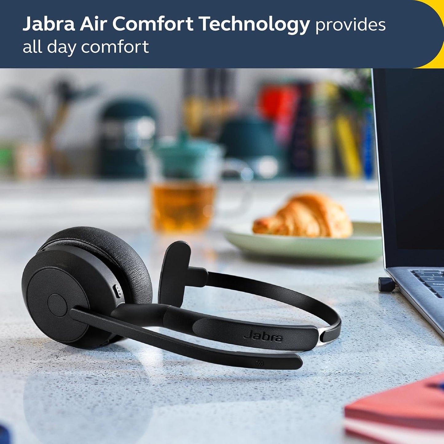 Jabra Evolve2 55 Mono Wireless Headset - Features AirComfort Technology, Noise-Cancelling Mics & Active Noise Cancellation - Works with UC Platforms Such as Zoom & Google Meet - Black