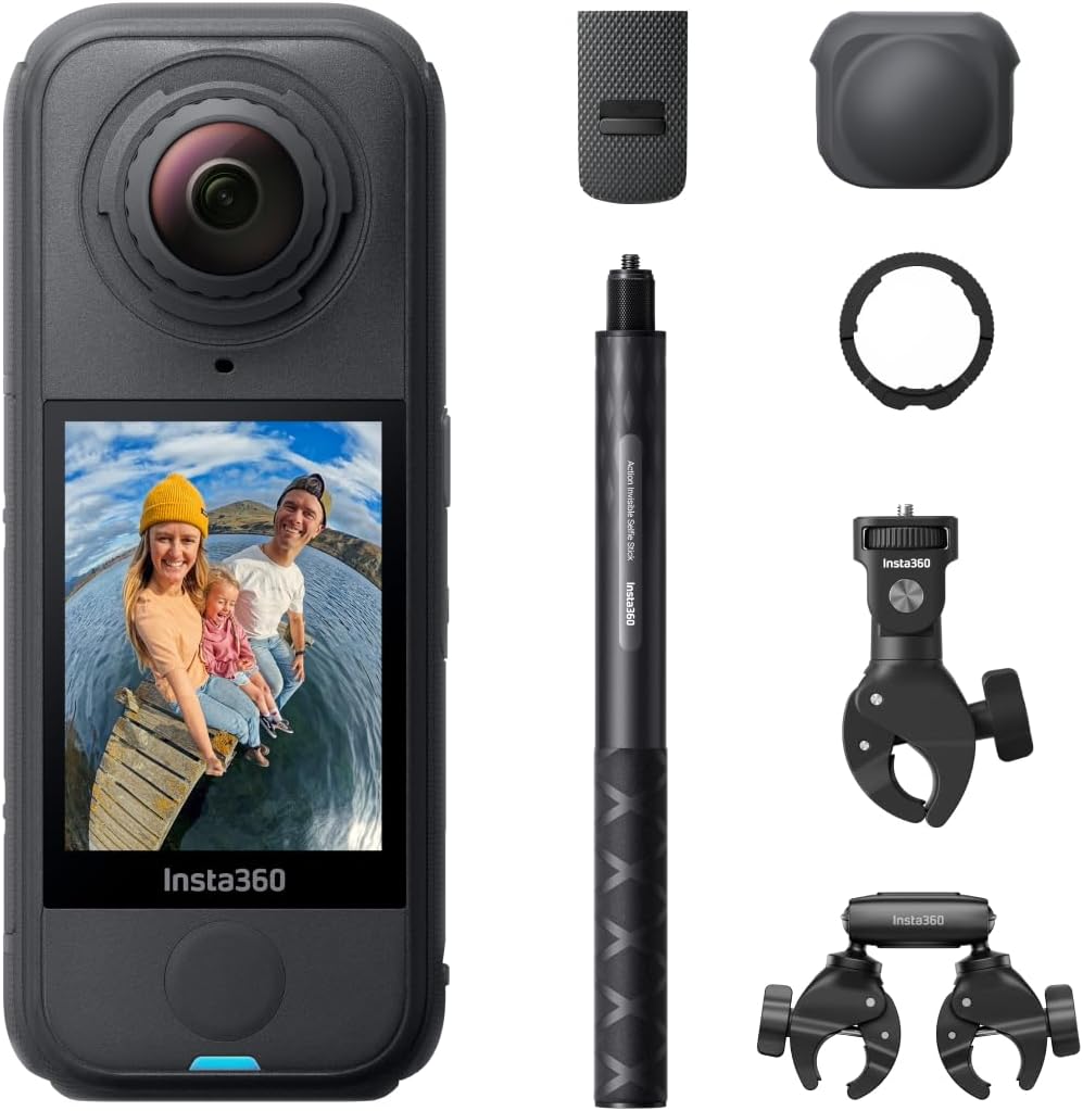 Insta360 X4 Air Motorcycle Ultimate Multiview Bundle - Lightweight 165g 8K 360 Camera, Invisible Selfie Stick, Replaceable Lenses, Shoot First & Frame Later, Built-in Wind Guard, Stabilization