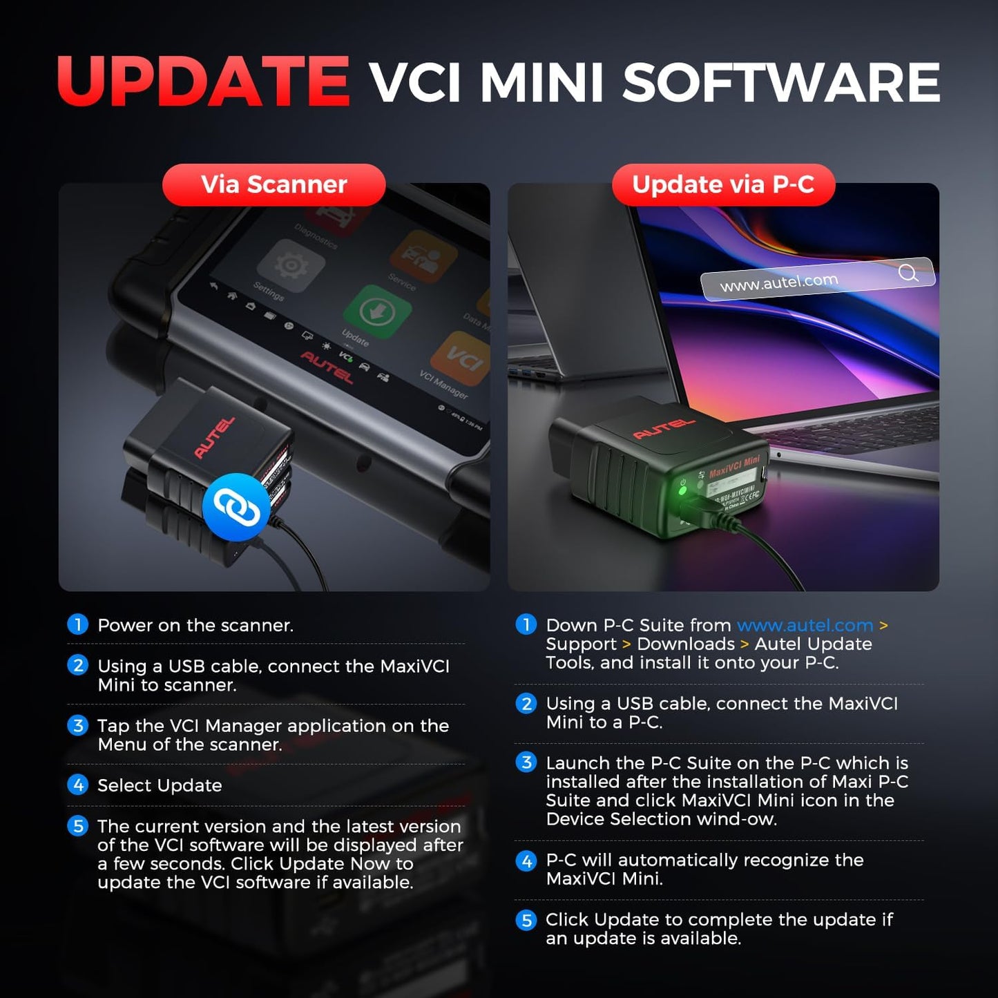Autel MaxiSys MaxiVCI VCI Mini Bluetooth Diagnostic Interface, 2026 Vehicle Wireless Dongle, Work with Autel Scanner MaxiCOM MK808BT PRO MK808Z-BT MP808BT Pro MK808S-TS MX808S-TS MP808S-TS MK808TS