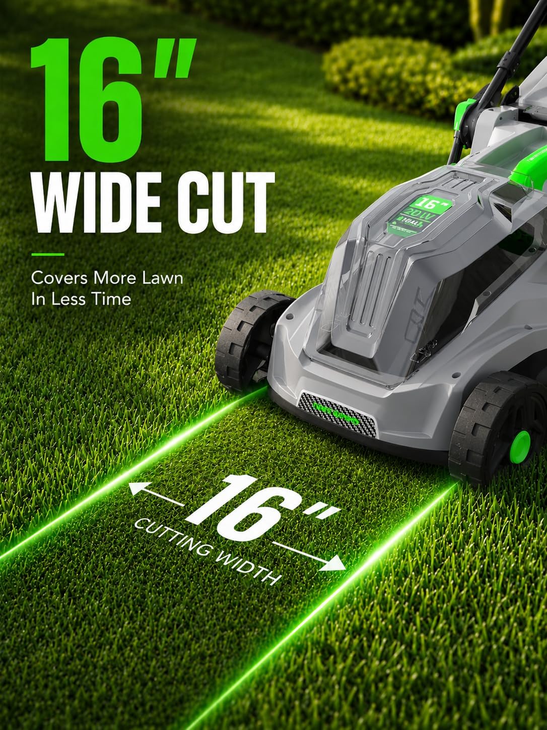 40V Cordless Lawn Mower, 16-Inch Brushless Electric Push Mower with 4.0Ah Battery & Charger, 2-in-1 Mulching and Bagging, 5-Position Height Adjustment, Lightweight Foldable Design, Green