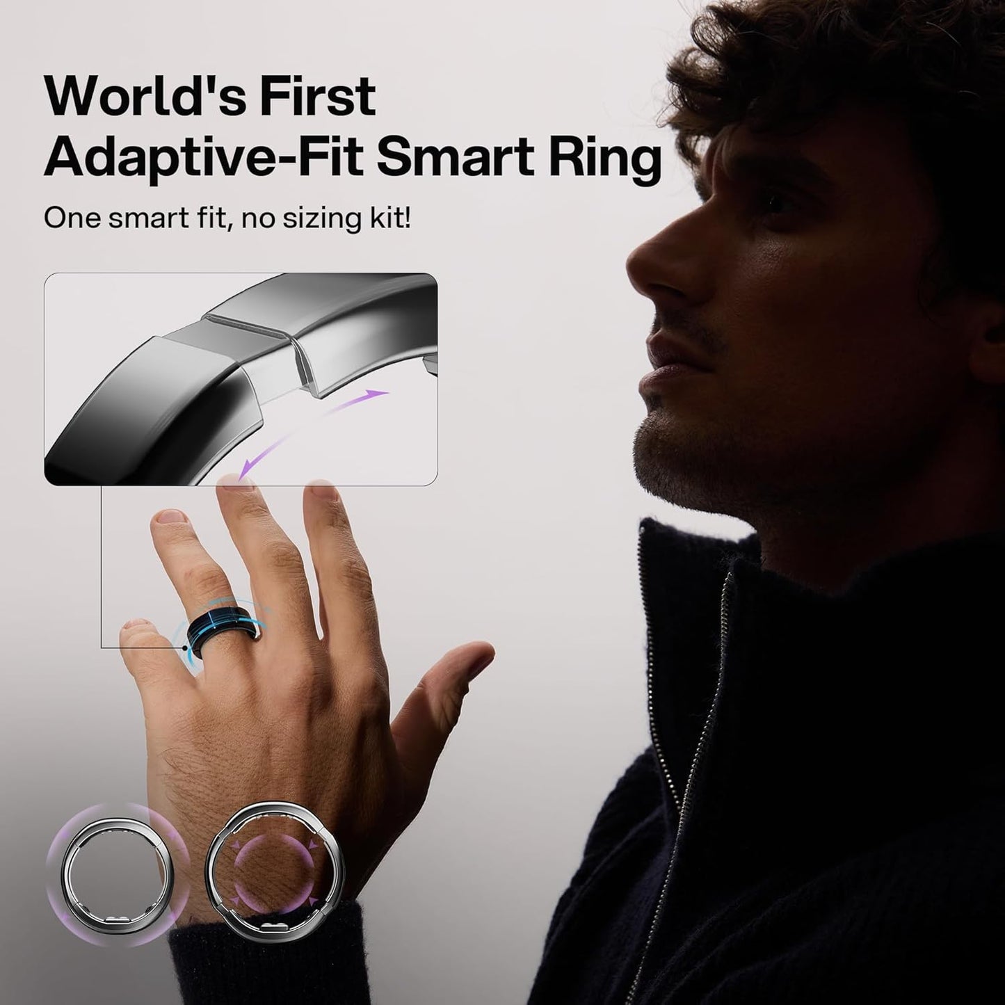 Smart Ring-Automatically Adjustable Wearable Ring for Men & Women, No App Subscription, Fitness Ring for Sleep Tracking - Fitness Tracker