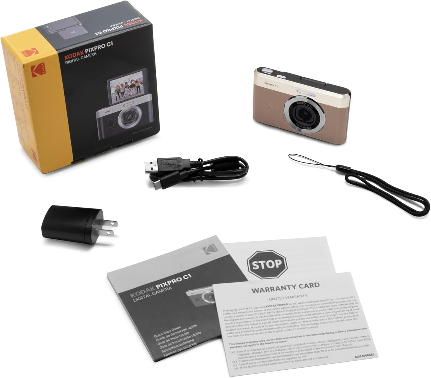 Kodak PIXPRO C1 Digital Camera, 13MP Compact Point & Shoot with 4X Optical Zoom, 180 Degree Flip Screen, 1080p HD Video, Brown