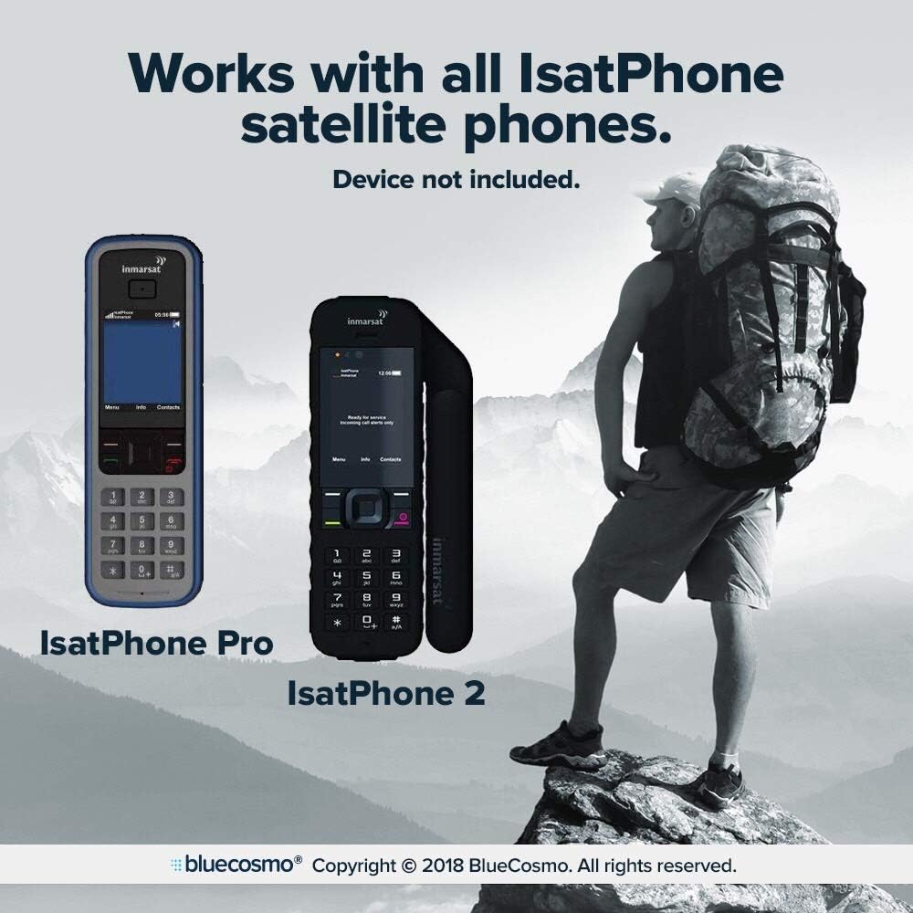 BlueCosmo IsatPhone 500 Unit Global Prepaid Satellite Phone Service SIM Card - 1 Year Expiry - No Activation Fees - Voice & SMS Text Messaging